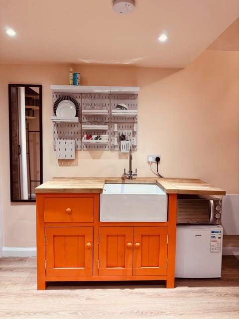 Kitchen or kitchenette, stove