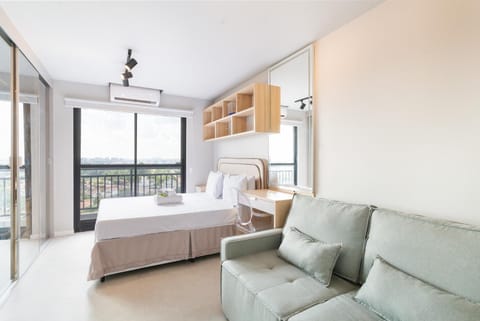 Bed, Photo of the whole room, Bedroom, towels, wardrobe, air conditioner