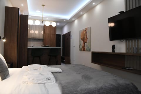 TV and multimedia, Kitchen or kitchenette, Photo of the whole room, Bedroom, towels