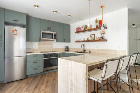 Kitchen or kitchenette, furniture, microwave, kitchen