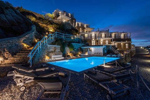 Property building, Night, Pool view, Swimming pool