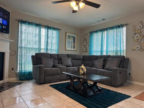 Living room, fireplace