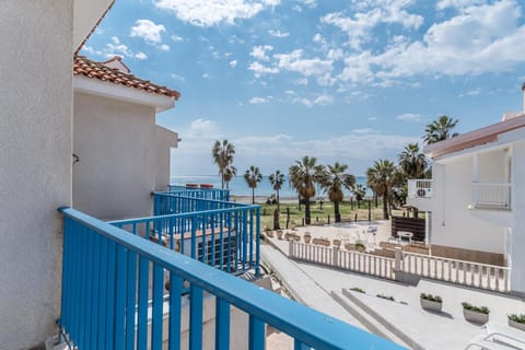Property building, Patio, Day, View (from property/room), Balcony/Terrace, Beach, Sea view