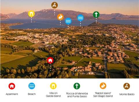 Nearby landmark, Natural landscape, Bird's eye view, Text overlay, City view, Mountain view