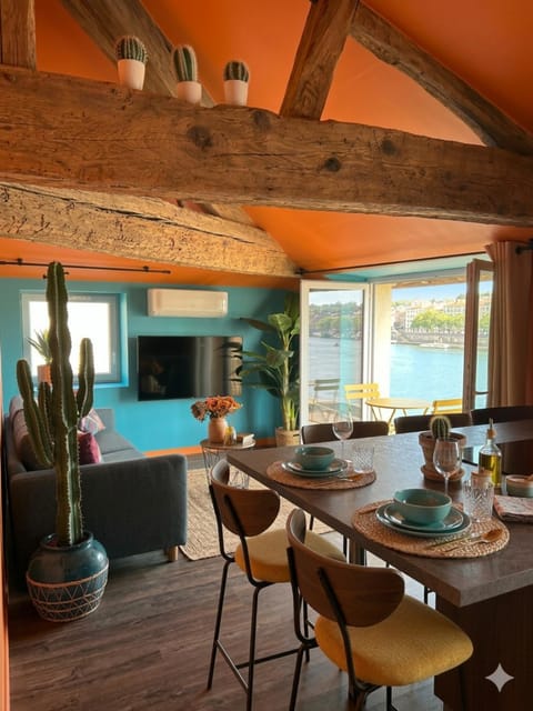 Communal lounge/ TV room, TV and multimedia, Living room, Seating area, Dining area, River view, air conditioner
