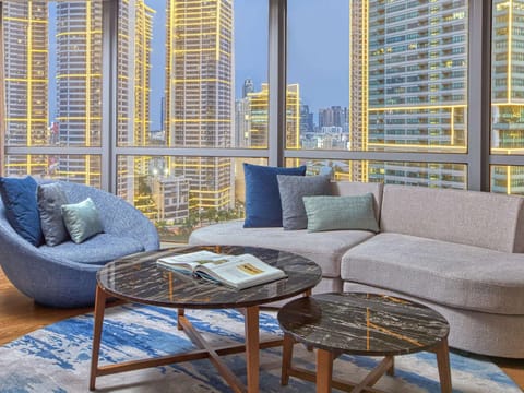 Living room, Seating area, City view