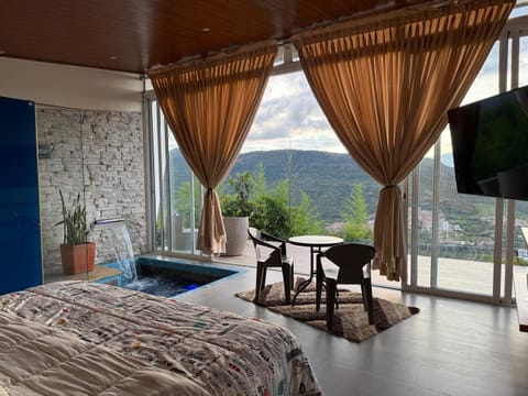 Bed, View (from property/room), Garden view, Mountain view