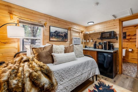 Bed, Coffee/tea facilities, Kitchen or kitchenette, Living room, Seating area