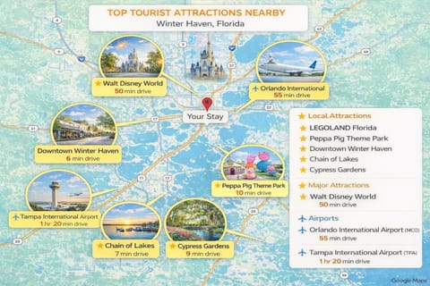 Spacious 4BR w Pool Near Legoland Game Room Villa in Winter Haven