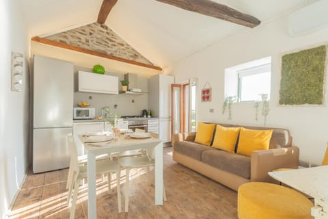 Kitchen or kitchenette, Living room, Seating area, Dining area, stove