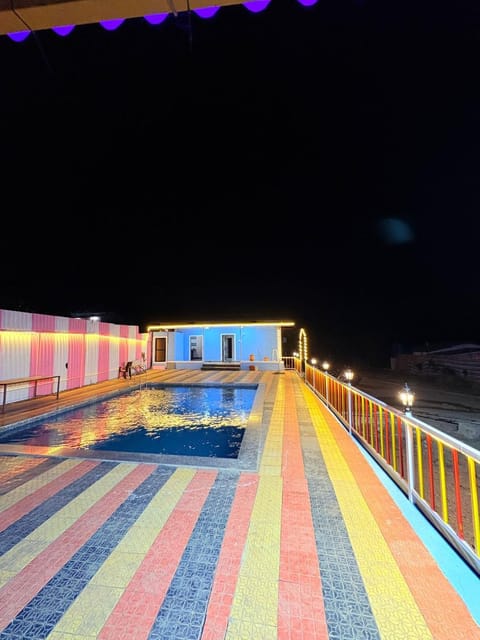 Night, Pool view, Swimming pool
