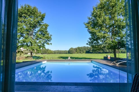 Day, Natural landscape, Garden, Garden view, Pool view, Swimming pool, sunbed