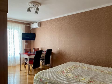 Bed, TV and multimedia, Living room, Photo of the whole room, Seating area, Dining area, Bedroom, fireplace, air conditioner
