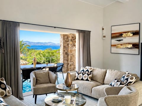 View (from property/room), Living room, Seating area, Sea view