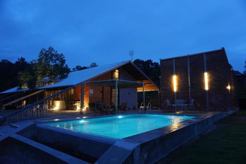 Night, Pool view, Swimming pool, Swimming pool