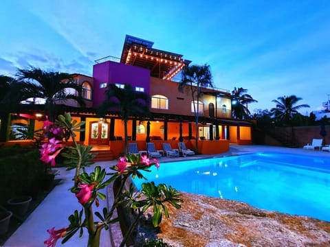 Property building, Night, Pool view, Swimming pool