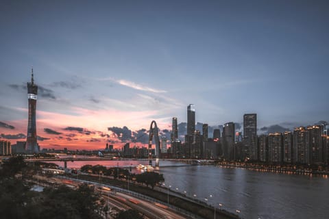 Nearby landmark, City view, Sunset