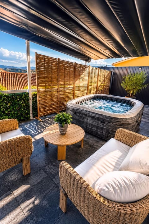 Property building, Living room, Swimming pool