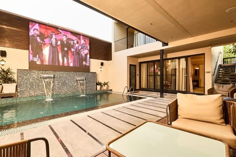 TV and multimedia, Seating area, Evening entertainment, Pool view, Swimming pool