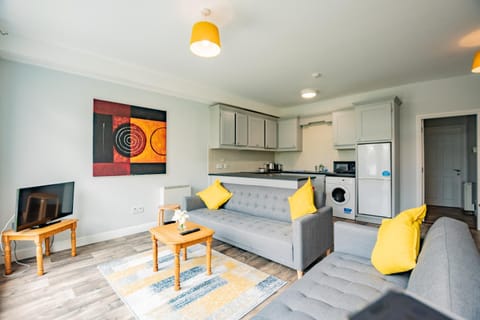 Living room, kitchen