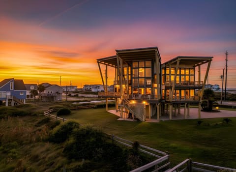 Property building, Neighbourhood, Natural landscape, Sunset