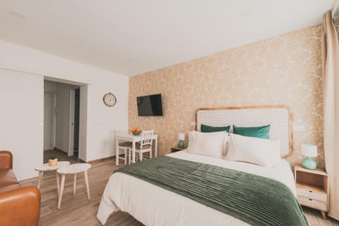 Bed, TV and multimedia, Seating area, Bedroom
