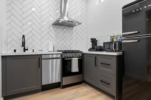 Kitchen or kitchenette, dishwasher, oven