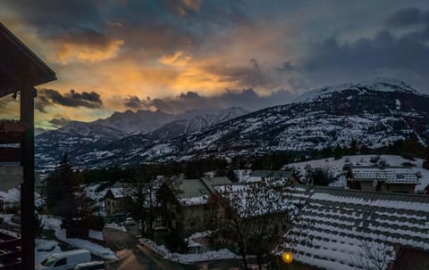 Natural landscape, Winter, Mountain view, Sunset
