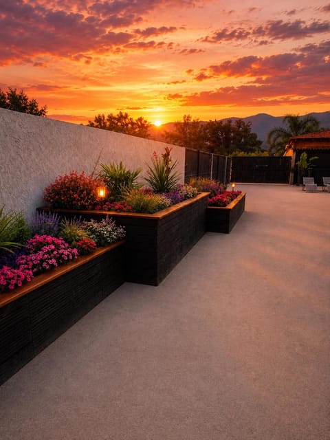Garden view, Mountain view, Sunset