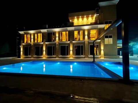 Night, Pool view, Swimming pool