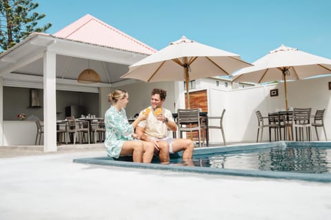 Property building, Day, BBQ facilities, Garden, Seating area, Dining area, Guests, Pool view, Swimming pool