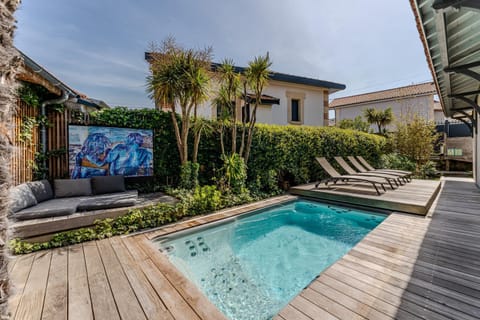 Property building, Living room, Swimming pool
