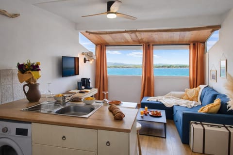 Kitchen or kitchenette, Living room, Lake view