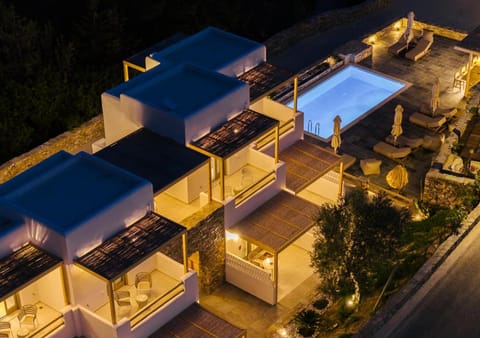 Property building, Night, Bird's eye view, Swimming pool