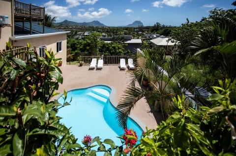 Patio, Natural landscape, Garden, Pool view, Swimming pool, sunbed
