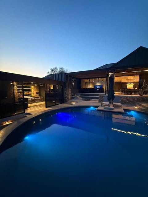 Night, Pool view, Swimming pool