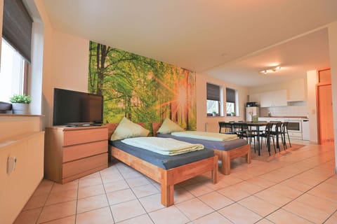 Bed, TV and multimedia, Kitchen or kitchenette, Living room, Dining area, Bedroom