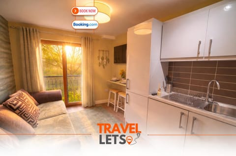 Kitchen or kitchenette, Living room, Text overlay