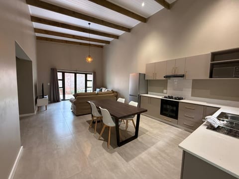 Kitchen or kitchenette, Living room, Dining area, oven, stove
