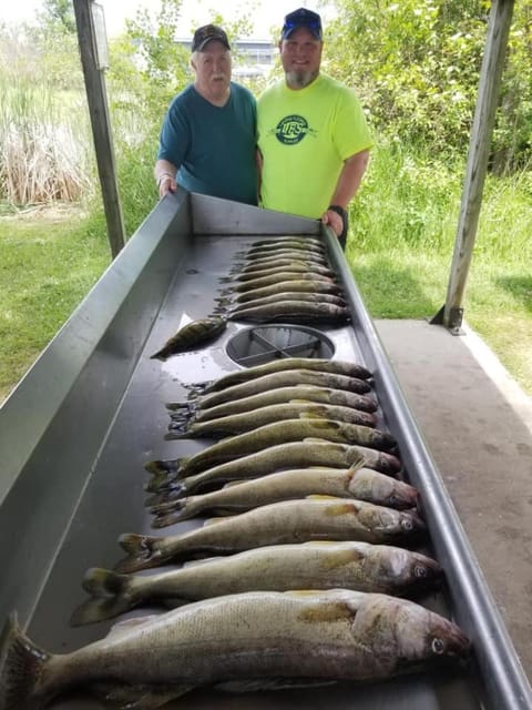 AuGres Walleye Assassin Charters Docked boat in Au Gres