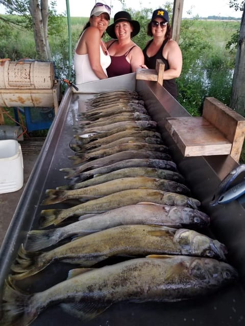 AuGres Walleye Assassin Charters Docked boat in Au Gres