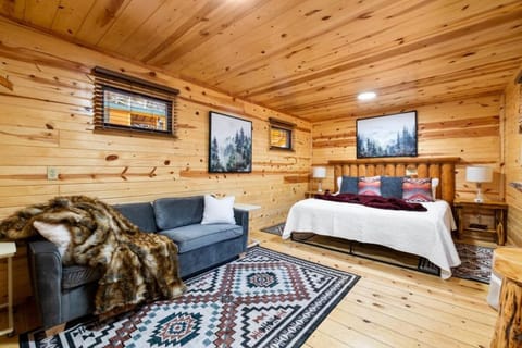 Bed, Living room, Seating area