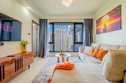 TV and multimedia, Living room, Seating area, City view
