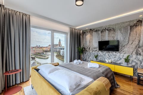 Bed, TV and multimedia, Living room, Photo of the whole room, Seating area, Bedroom