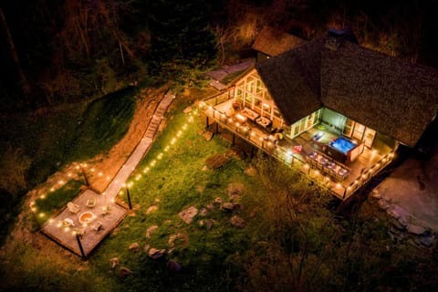 Property building, Night, Garden, Garden view