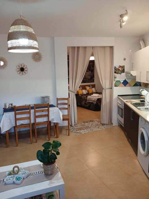 Kitchen or kitchenette, Living room, Dining area, oven, washing machine