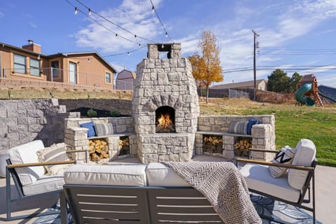 Patio, fireplace