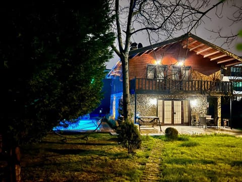 Property building, Patio, Night, Garden, Garden view