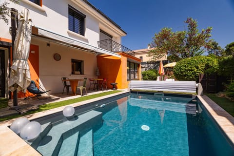 Property building, Living room, Swimming pool