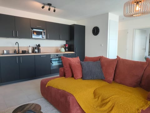 Living room, kitchen
